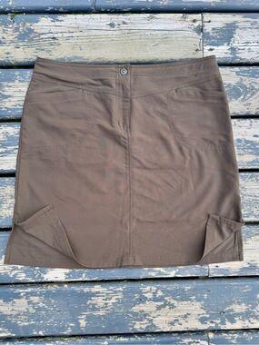 MEC Brown Mini Skirt with Front Slits and Pockets